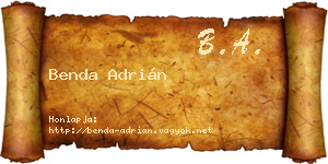 Benda Adrián névjegykártya